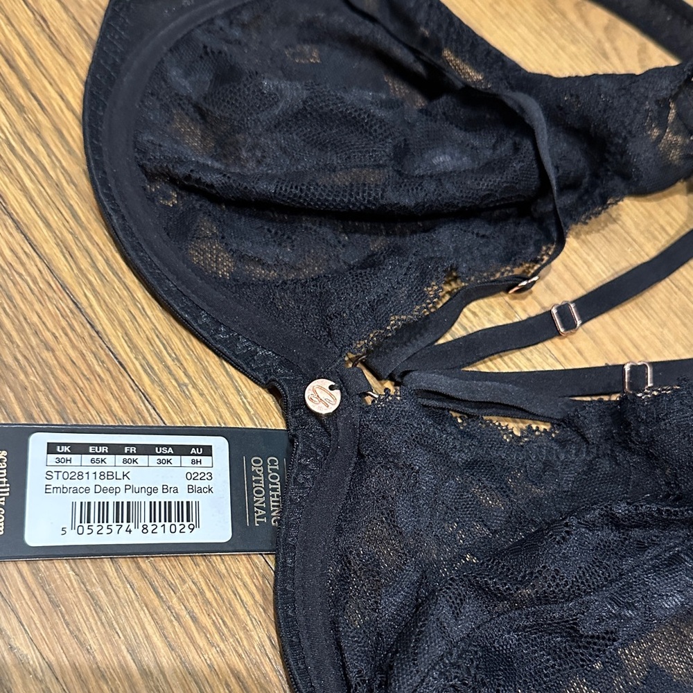 Elegant Black Lace Deep Plunge Bra - Picture 2 of 6